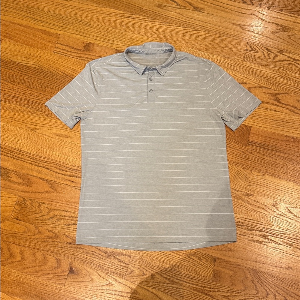 Lululemon Gray Striped Polo Shirt